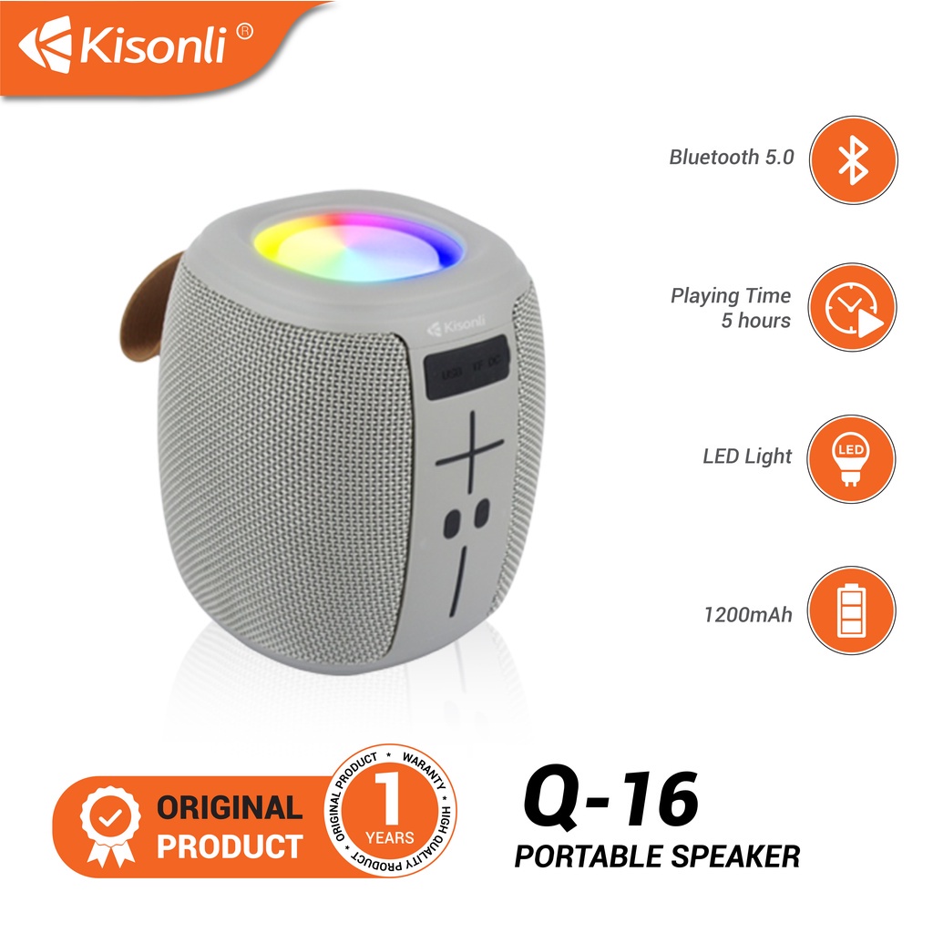 Jual Kisonli Speaker Bluetooth Portable Super Bass Q16 1200mAh RGB ...