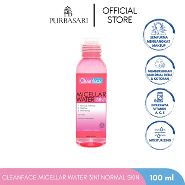 CLEANFACE Purbasari Micellar Water 3in1 Normal Oily Skin 100ml Rose Water Sakura Yuzu