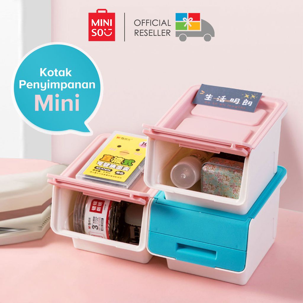 Jual Miniso Mini Storage Box with Wide Opening - Blue | Shopee Indonesia