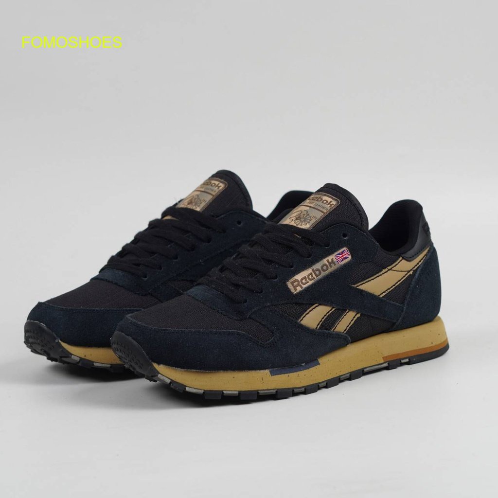 Jual Sepatu Reebok Classic Leather Utility Navy Black Gold | Shopee ...