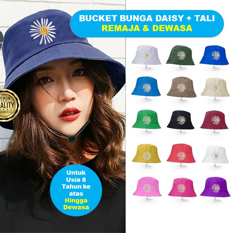 Jual Topi Bucket Wanita Daisy / Bucket Wanita Motif Bordir Bunga Daisy ...