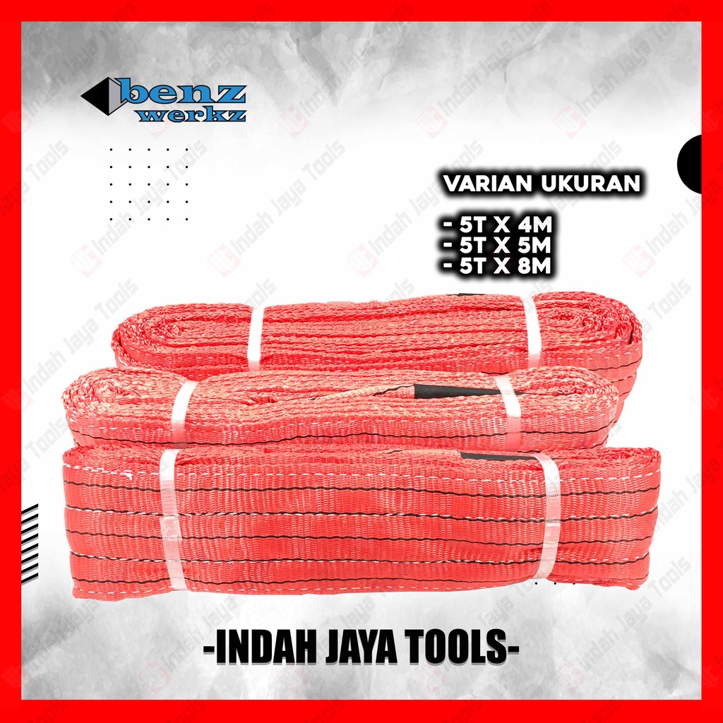 Jual BENZ bing Sling Belt 5 TON Merah Tali Angkat Double Ply