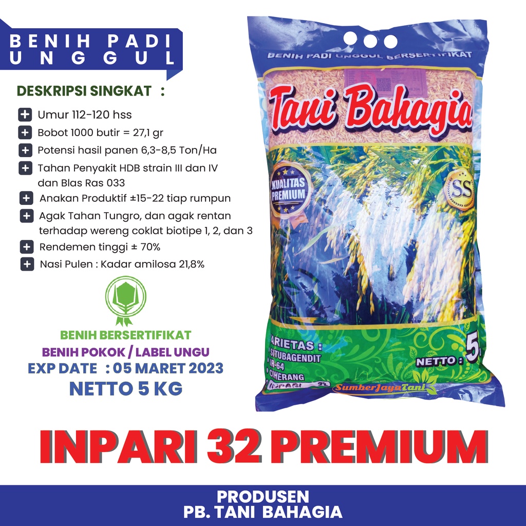 Jual Benih Padi Inpari 32 Jumbo Premium 5kg - Tani Bahagia Benih Unggul ...