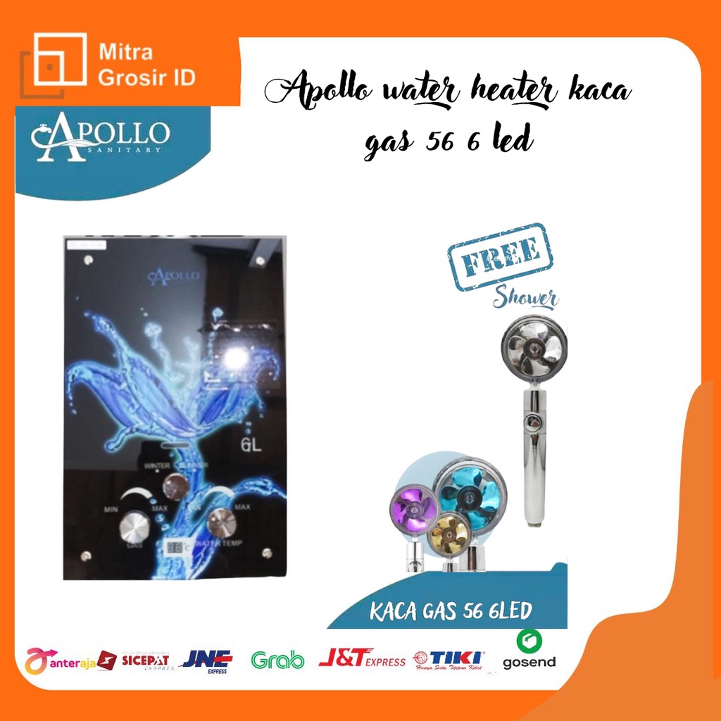 Jual APOLLO WATER HEATER KACA GAS 56 6LED Shopee Indonesia