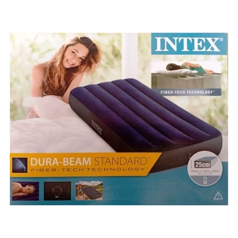 Jual Kasur Angin Tiup Pompa Intex Queen Airbed Durabeam Fiber Tech X X Cm