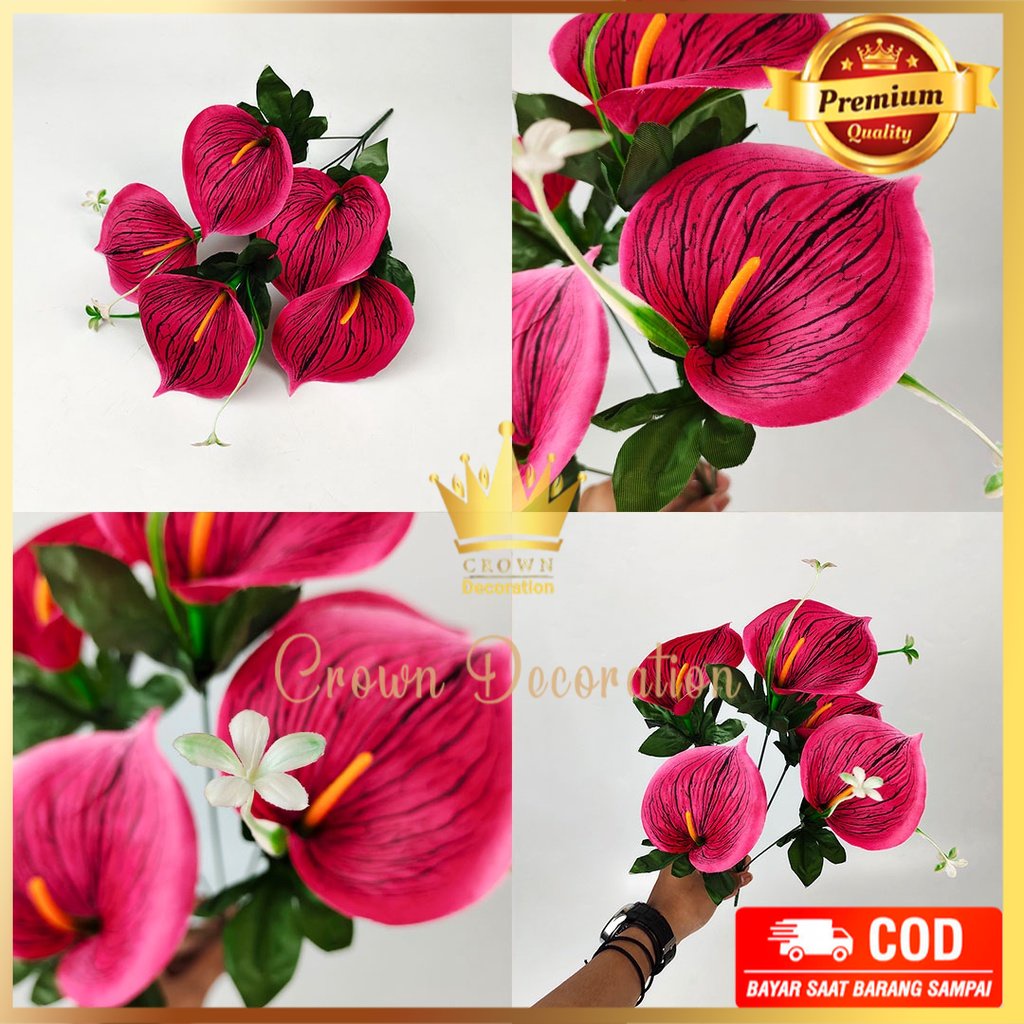 Jual Bunga Anthurium Acc Cabang 5 Artificial - Bunga Aron Panda ...