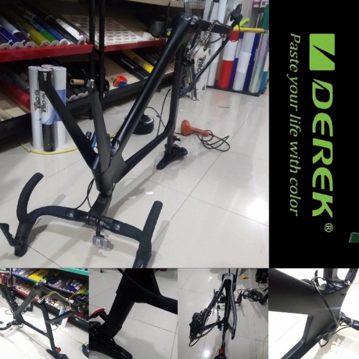 Jual Wrapping Sticker Full Body Sepeda Hitam Satin Premium Derek Vinyl ...