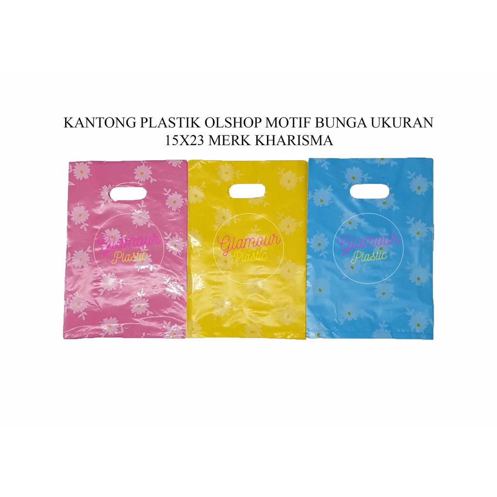 Jual Kantong Plastik Olshop Plong Motif Bunga Dan Polos Ukuran 15x23 1 Pack Isi 50 Lembar 8856