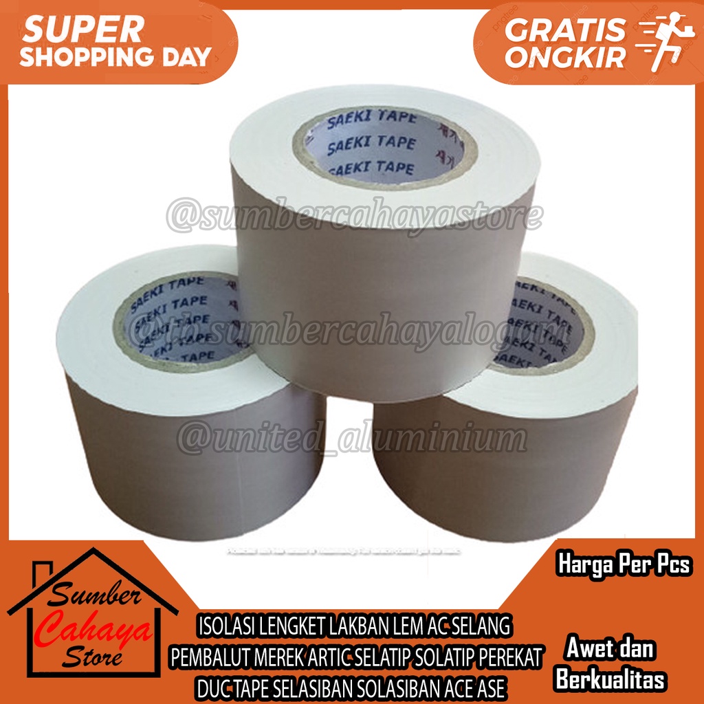 Jual DUCT TAPE ISOLASI LENGKET LAKBAN LEM AC MEREK ARTIC TACK SELANG