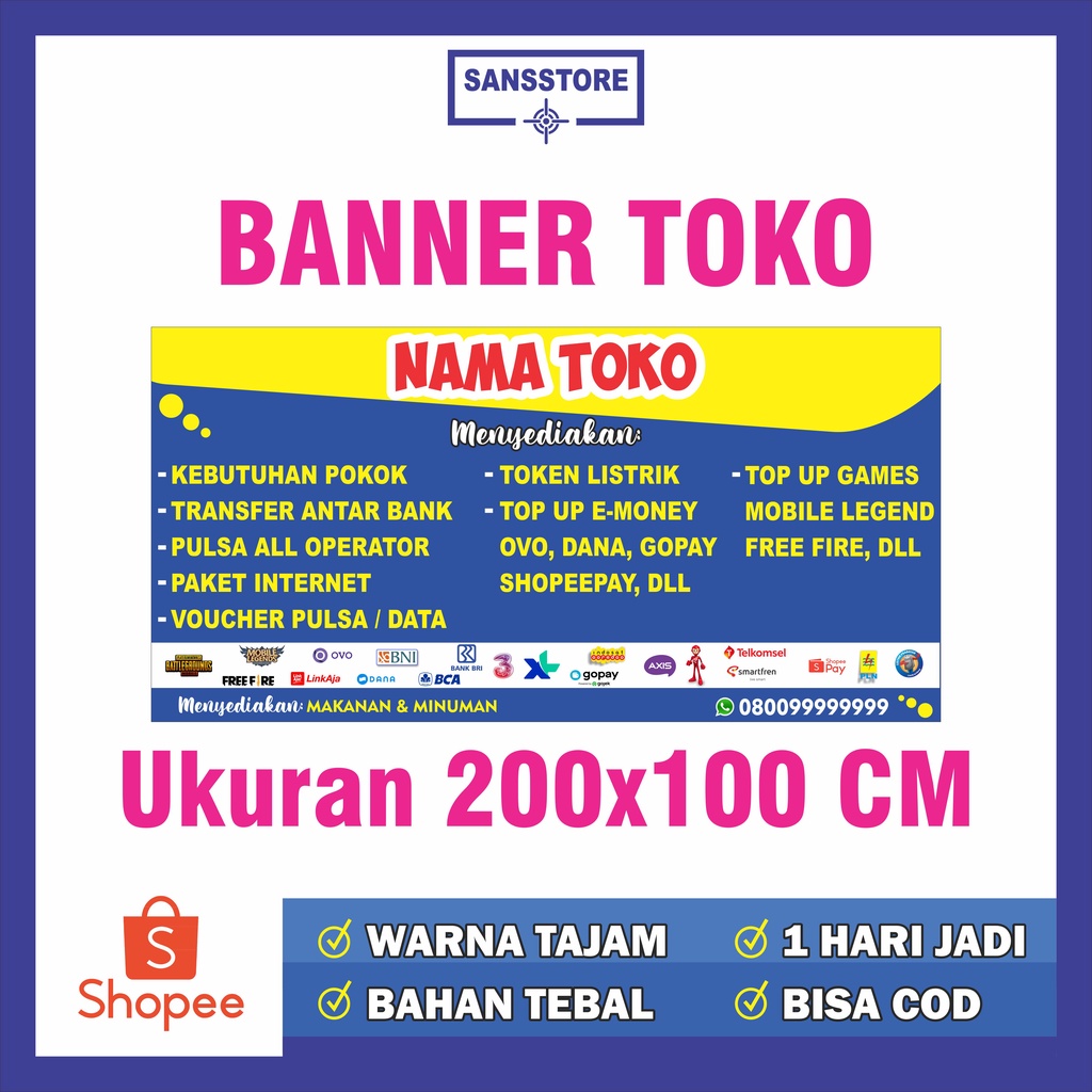 Jual Banner Ukuran X Cm Banner Benner Spanduk Warung Banner Toko Banner Konter Shopee