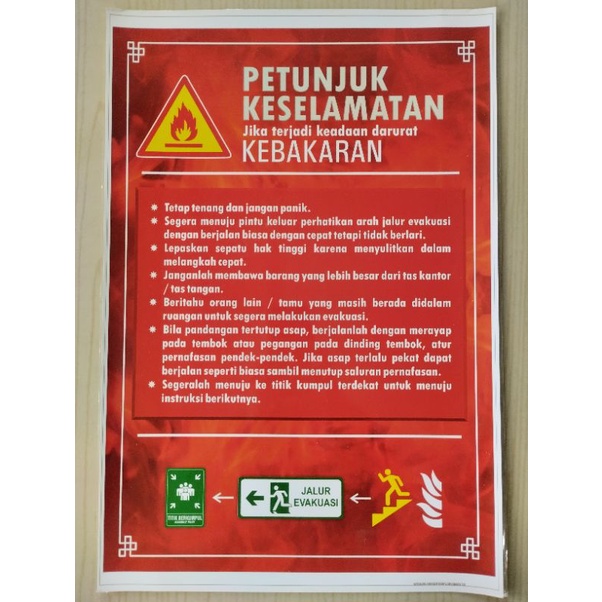 Jual Poster Petunjuk Keselamatan Jika Terjadi Keadaan Darurat Kebakaran ...