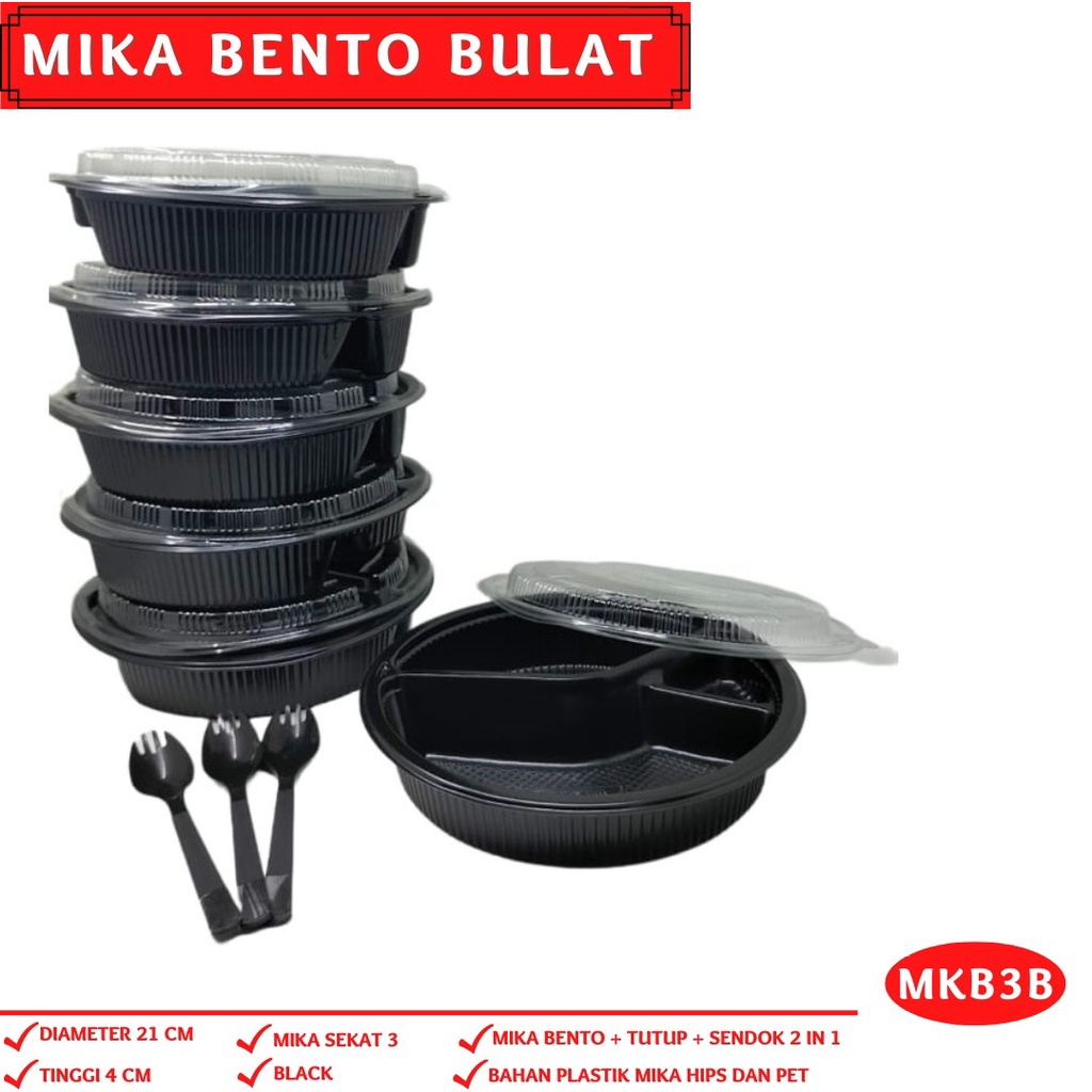 Jual Mika Bento Sekat 3 Plus Sendok 2in1 Mika Bento Isi 10 Pcs Mkb3b