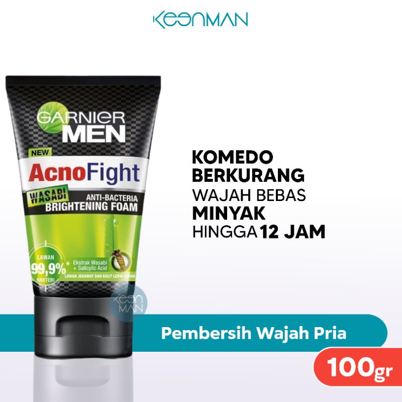 Jual Garnier Men Acno Fight Wasabi Brightening Foam 100ml Sabun Cuci