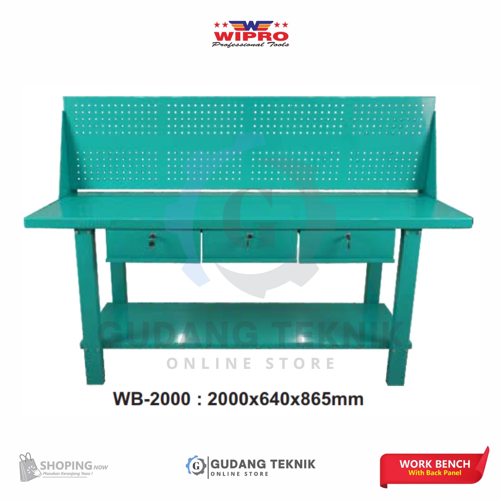 Jual Work Bench Backpanel WIPRO WB2000 / Meja Kerja Backpanel WIPRO
