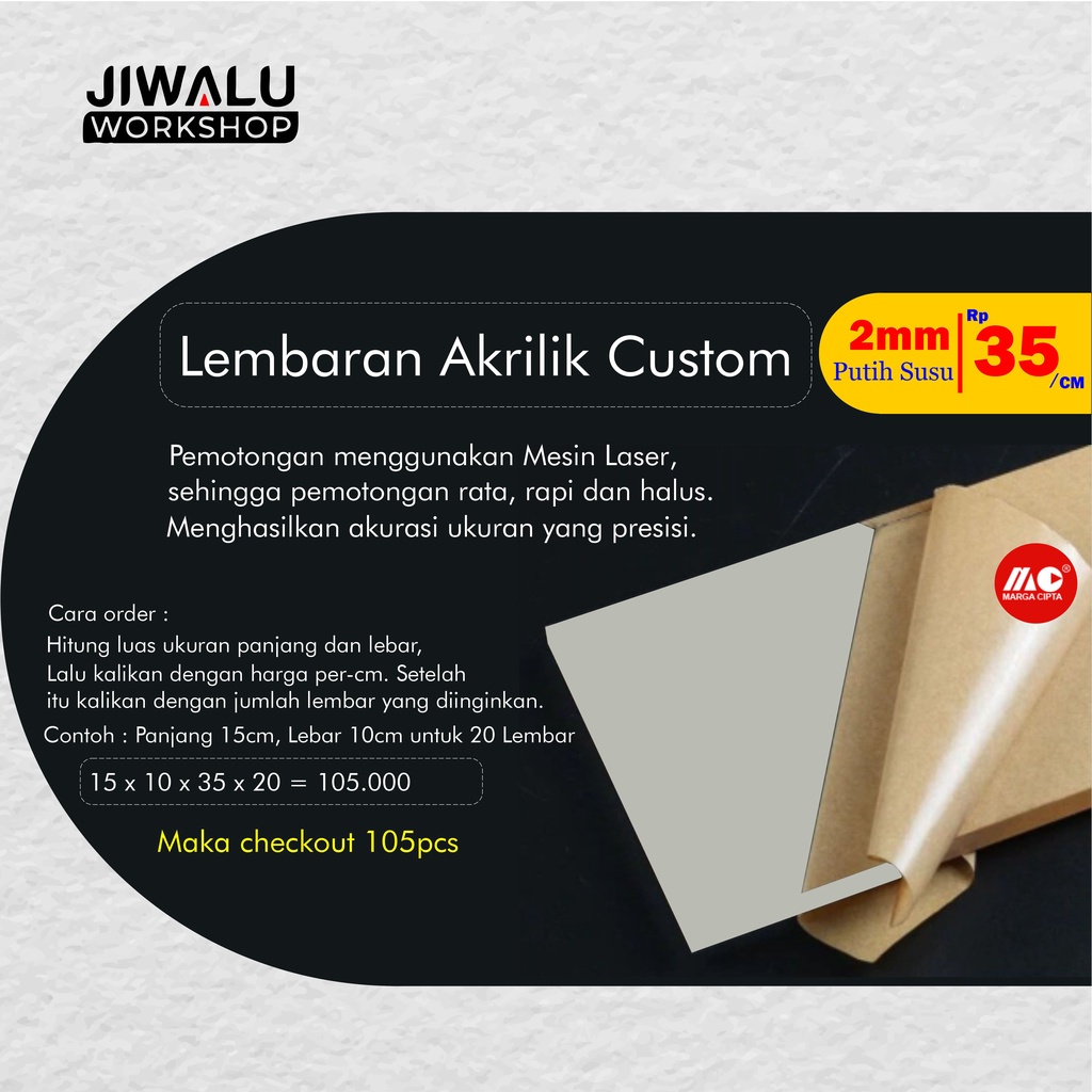 Jual Akrilik Lembaran Putih Susu 2mm Custom Acrylic Sheet Milk 2mm