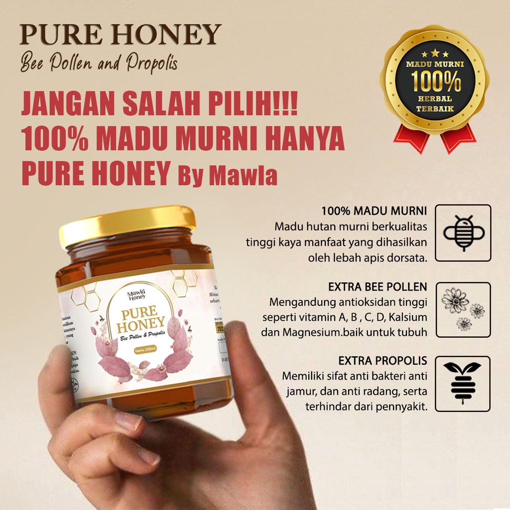 Jual Pure Honey 100 Madu Murni Asli Berkualitas Plus Beepollen Dan Propolis Shopee Indonesia