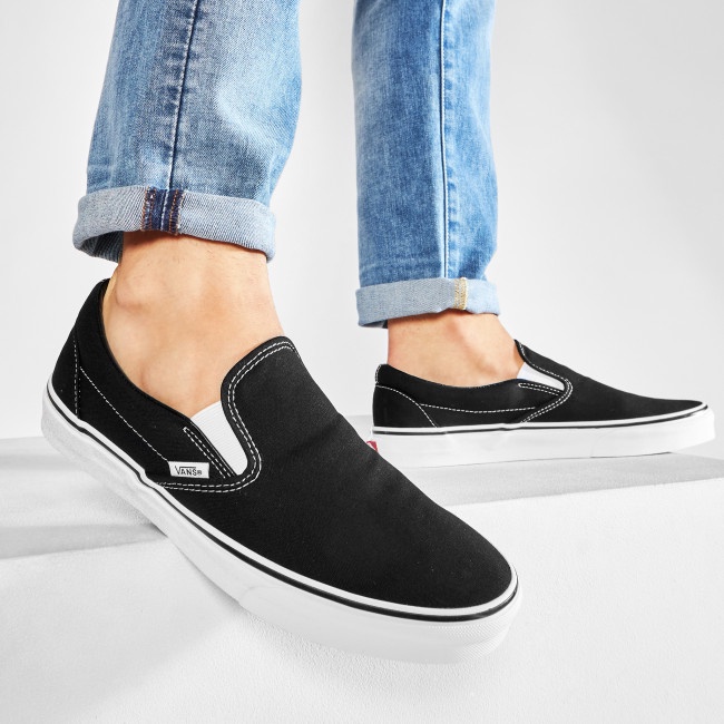 Jual VANS SLIP ON CLASSIC BLACK WHITE ORIGINAL Shopee Indonesia - Main Image