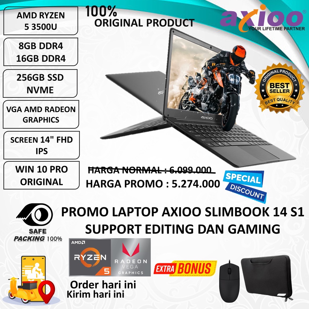 Jual Laptop Gaming Axioo Slimbook S Amd Ryzen U Gb Gb