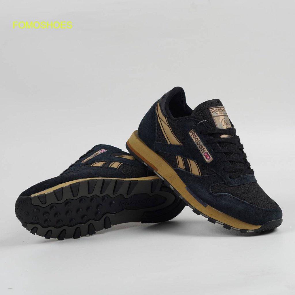 Jual Sepatu Reebok Classic Leather Utility Navy Black Gold | Shopee ...