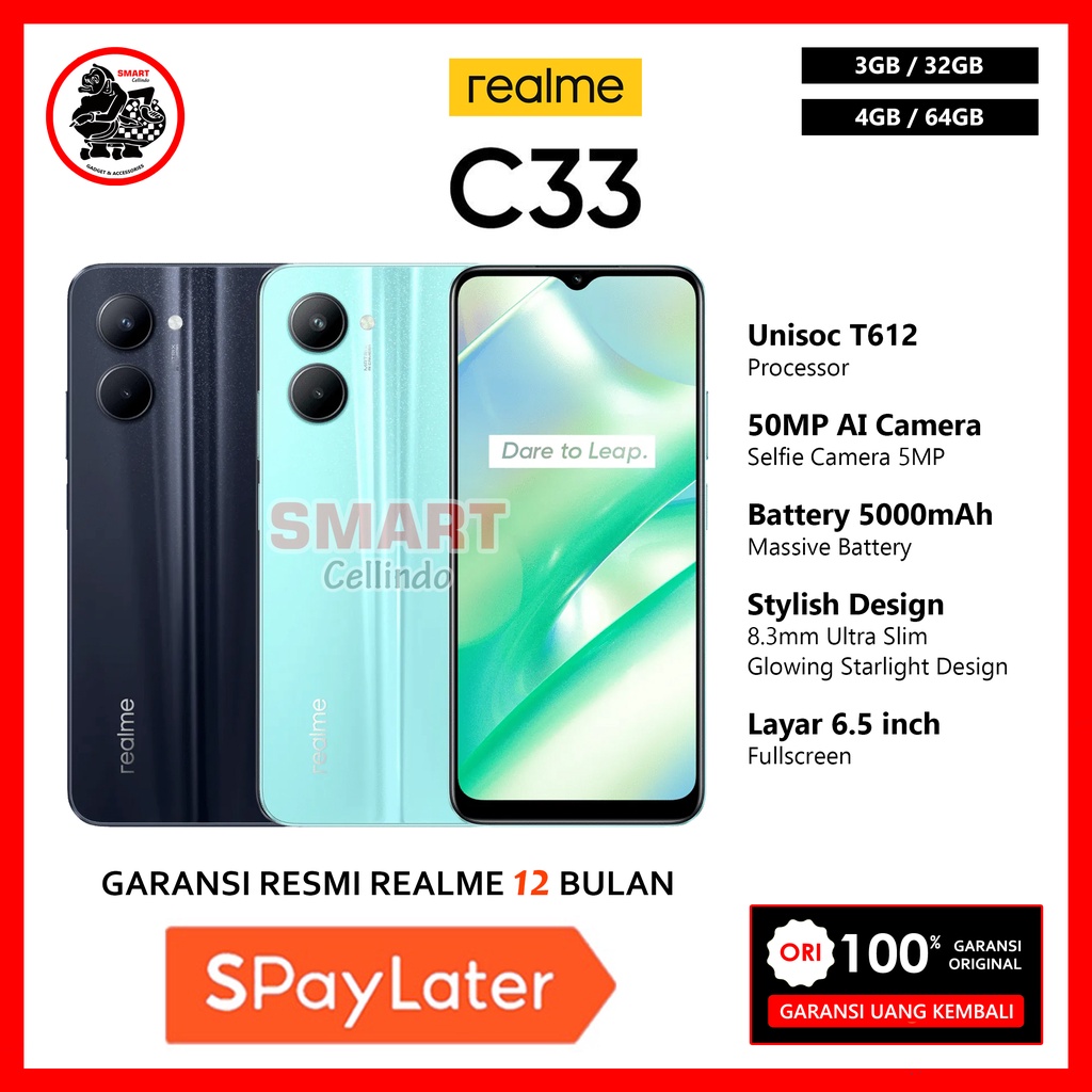 Jual HP Realme C33 4/64GB & C33 3/32GB (Garansi Resmi Realme) | Shopee ...