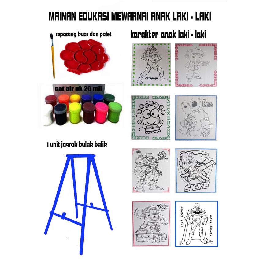 Jual Mainan anak laki - laki mewarnai styrofoam bergambar dengan