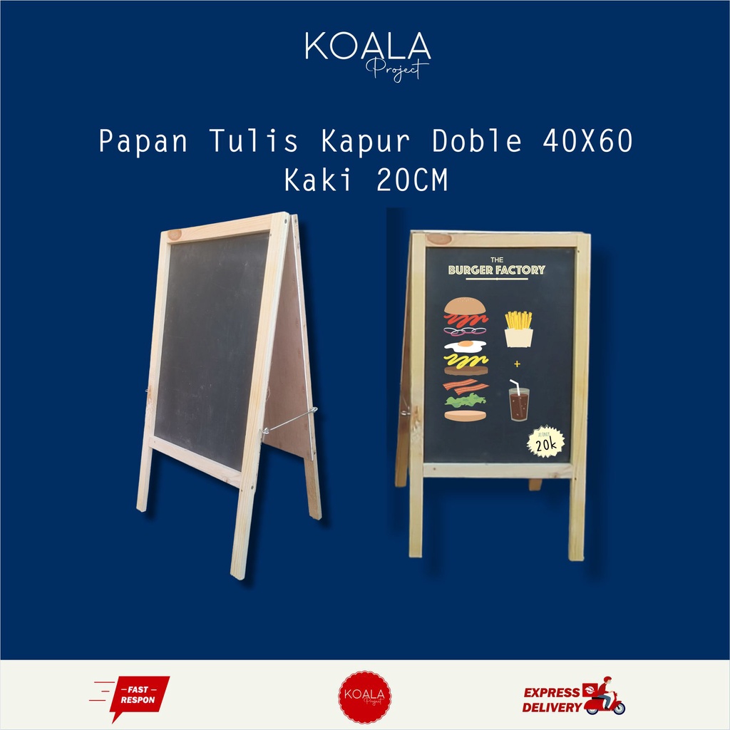 Jual Papan Tulis Kapur Blackboard Double 40x60cm Kaki 20cm Koala