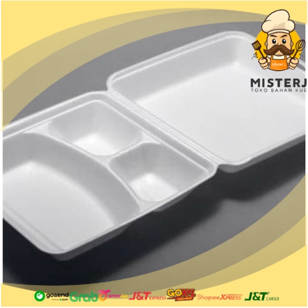 Jual Kotak Makan Styrofoam Lux Sekat Lux Polos Tempat Nasi Kue Styrofoam Pcs