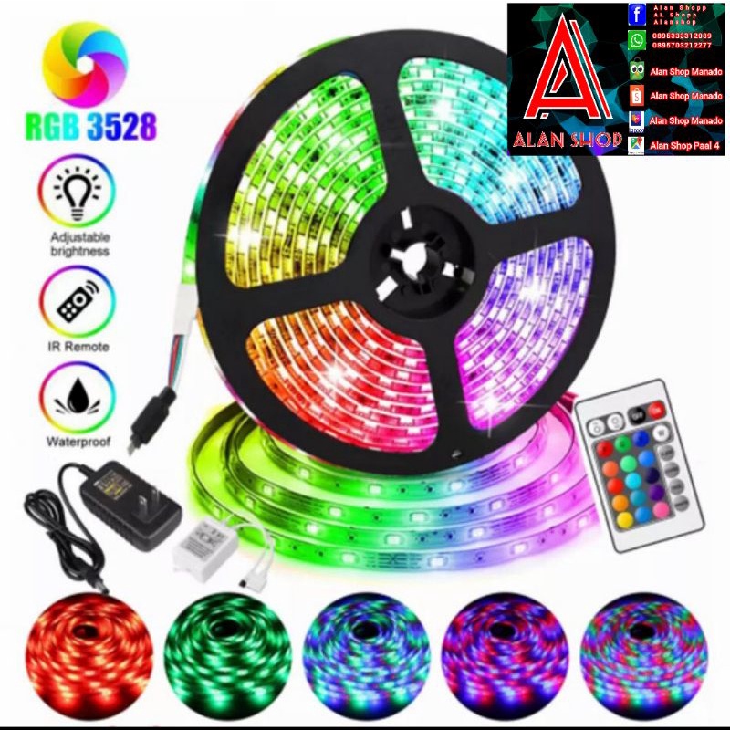 Jual LAMPU LED STRIP RGB BISA GANTI2 WARNA REMOTE 5,10,15 M | Shopee ...