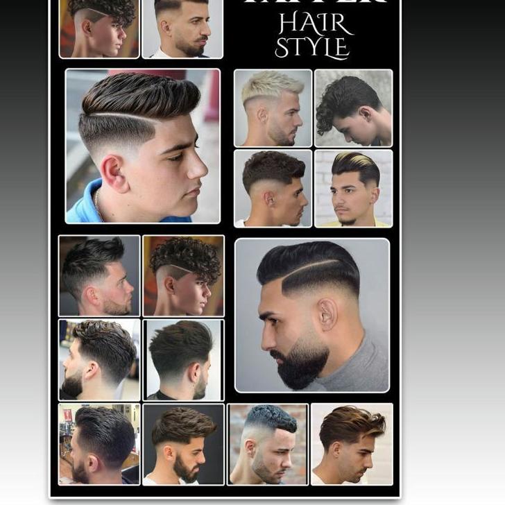 Jual Poster Gambar Contoh Foto Model Rambut Barbershop 6 Lembar