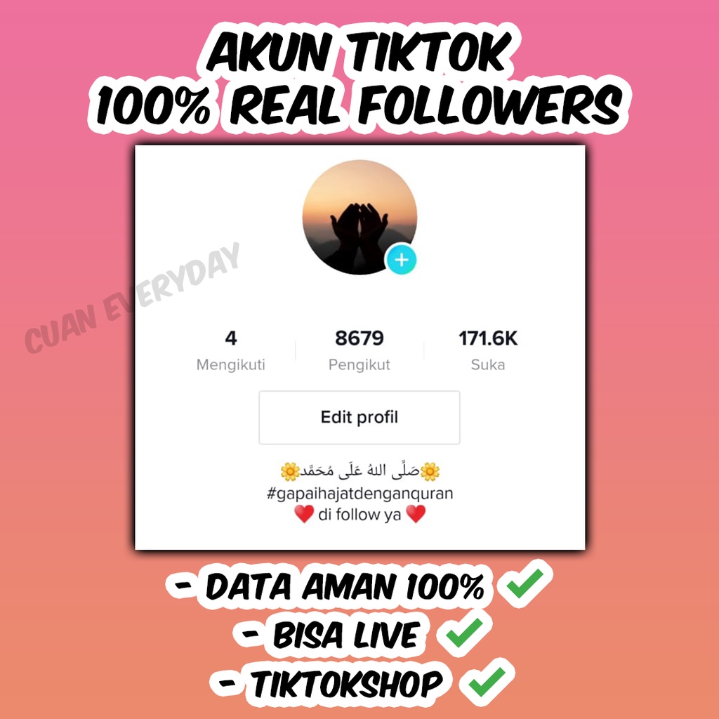 Jual JUAL AKUN TIKTOK MURAH 100% FOLLOWERS REAL ASLI AKTIF | FOLLOWERS ...