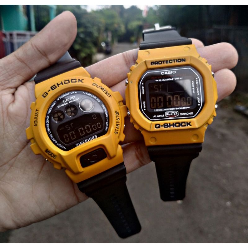 TERBARU JAM TANGAN CASIO GSHOCK DW6900 DW5600 COUPLE SPECIAL EDITION NEW  COLOR HITAM KUNING TALI RUBBER DIGITAL LIMITED EDITION