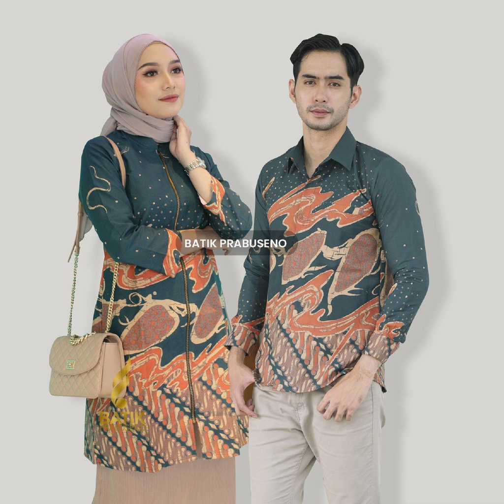 Jual Batik Prabuseno Wanita Motif ANGGITA HIJAU Couple Baju Atasan
