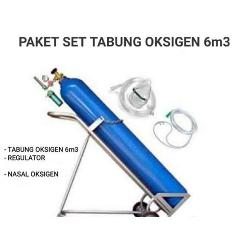 Jual Tabung Oksigen 6m3 1 Set Lengkap Tabung Isi Oksigen Troli Regulator Nasal Tabung 