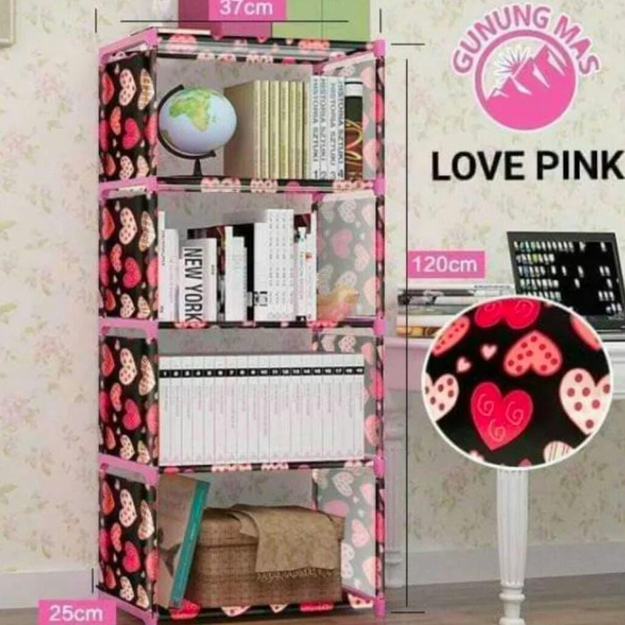 Jual Rak buku portable rak serbaguna rak buku 4 susun 5 tingkat ...