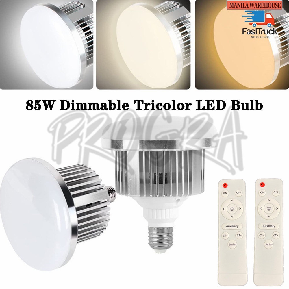 Jual 85W LED Light Bulbs Photography Dimmable Tricolor Softbox Bulb