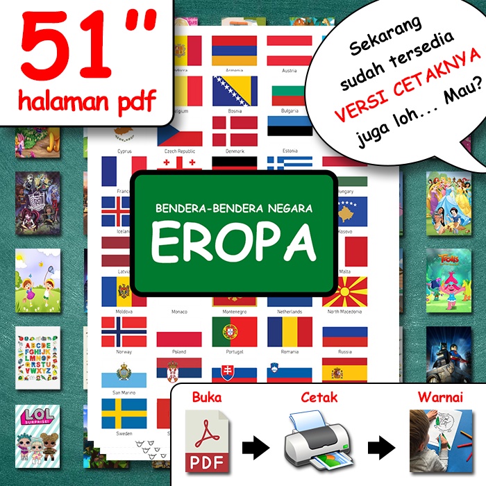 Jual Buku mewarnai anak (non-fisik) - Bendera-Bendera Negara-Negara
