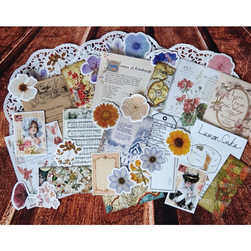 Jual Journal 42 pcs kit Aesthetic Journaling Kit Vintage Bujo Scrapbook ...