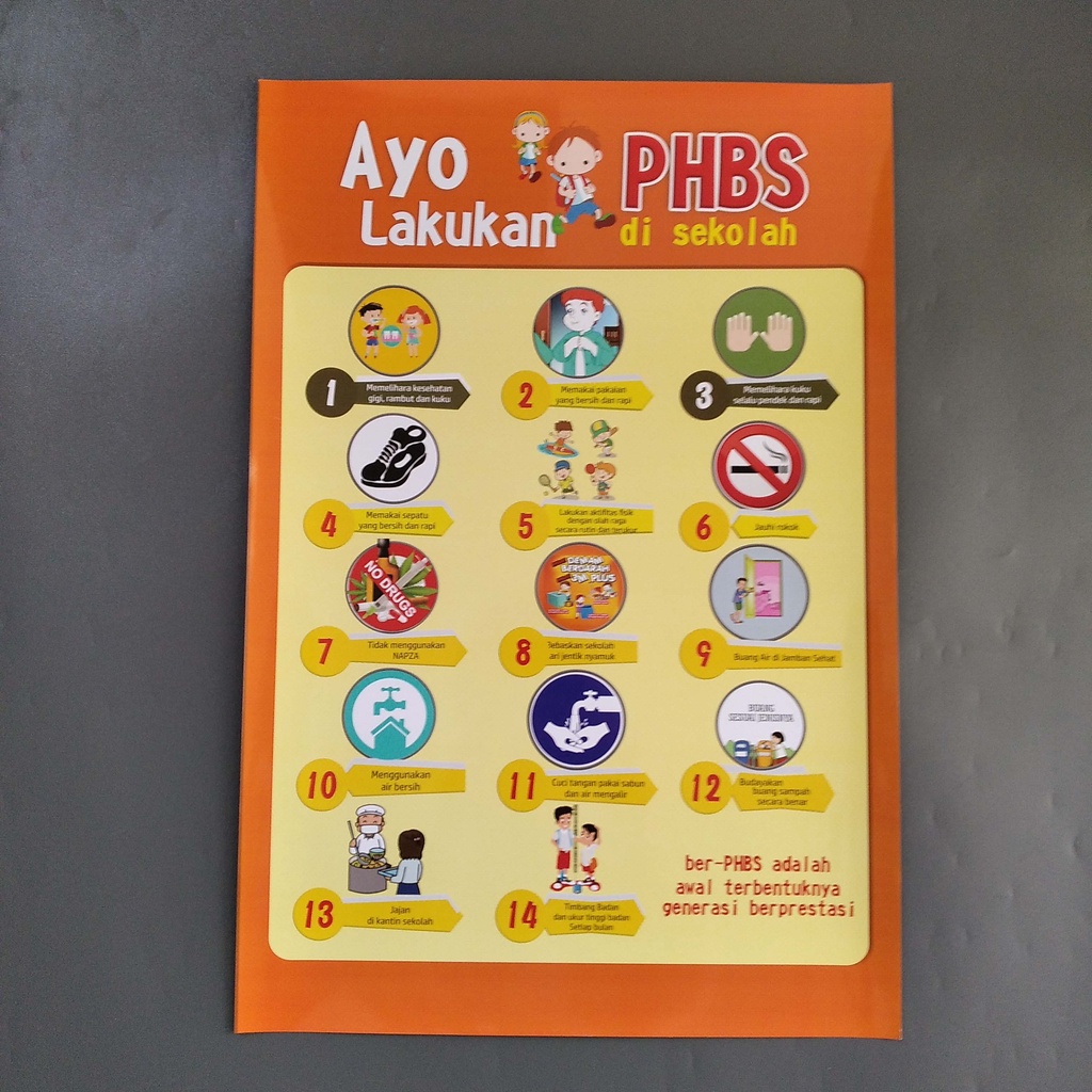 Jual Poster Perilaku Hidup Bersih Dan Sehat Di Sekolah Poster Sekolah Phbs Orange Shopee 3828