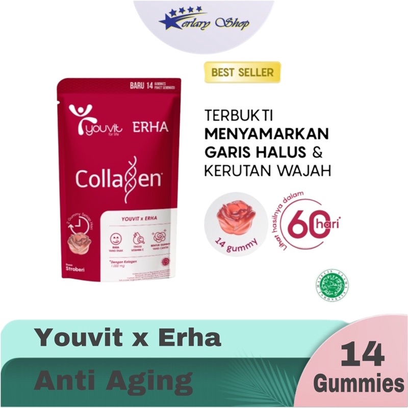 Jual Youvit X Erha Collagen 1 Pouch Isi 14 Gummies Collagen 1000mg