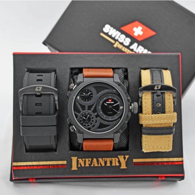 Jual Jam tangan pria swiss army infantry paket tali Shopee Indonesia