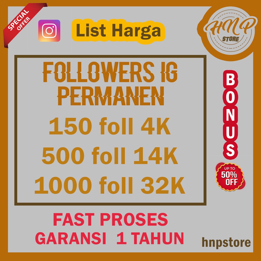 Jual FOLLOWER INSTAGRAM PERMANEN BERGARANSI FAST PROSES - JASA PENABAH
