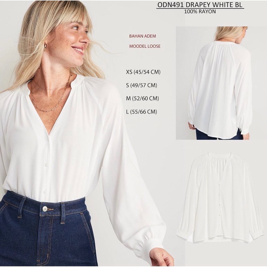 Jual Blouse Wanita Odn491 Drapey Bl Shopee Indonesia