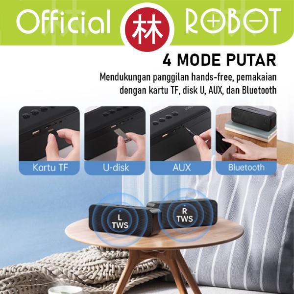 Jual speaker Robot RB520 Speaker Bluetooth 5.0 Portable Audio Wireless ...