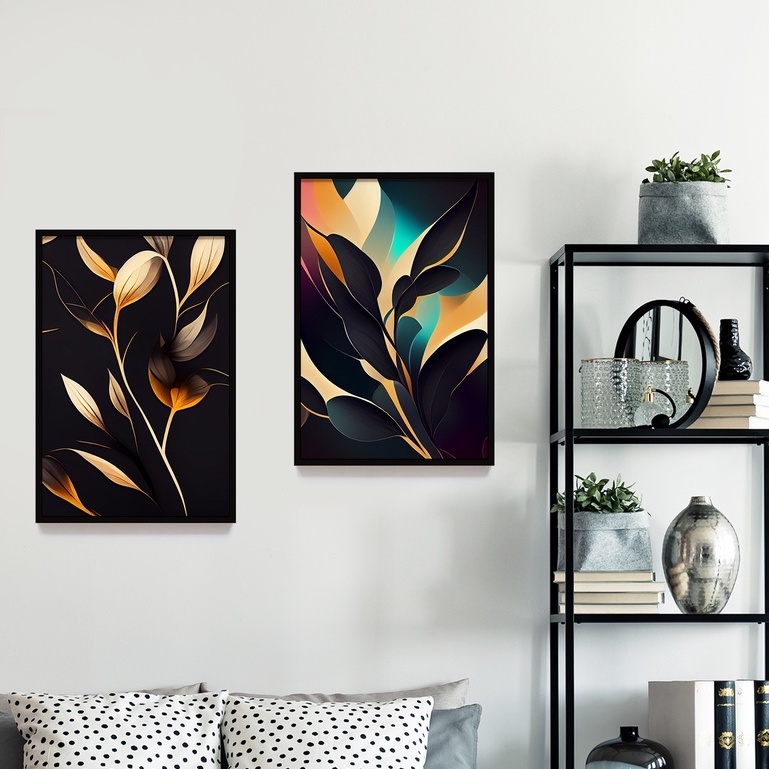 Jual Lukisan Tanaman Daun Gold Aesthetic Untuk Dekorasi Dan Hiasan Dinding Wall Decor Tema