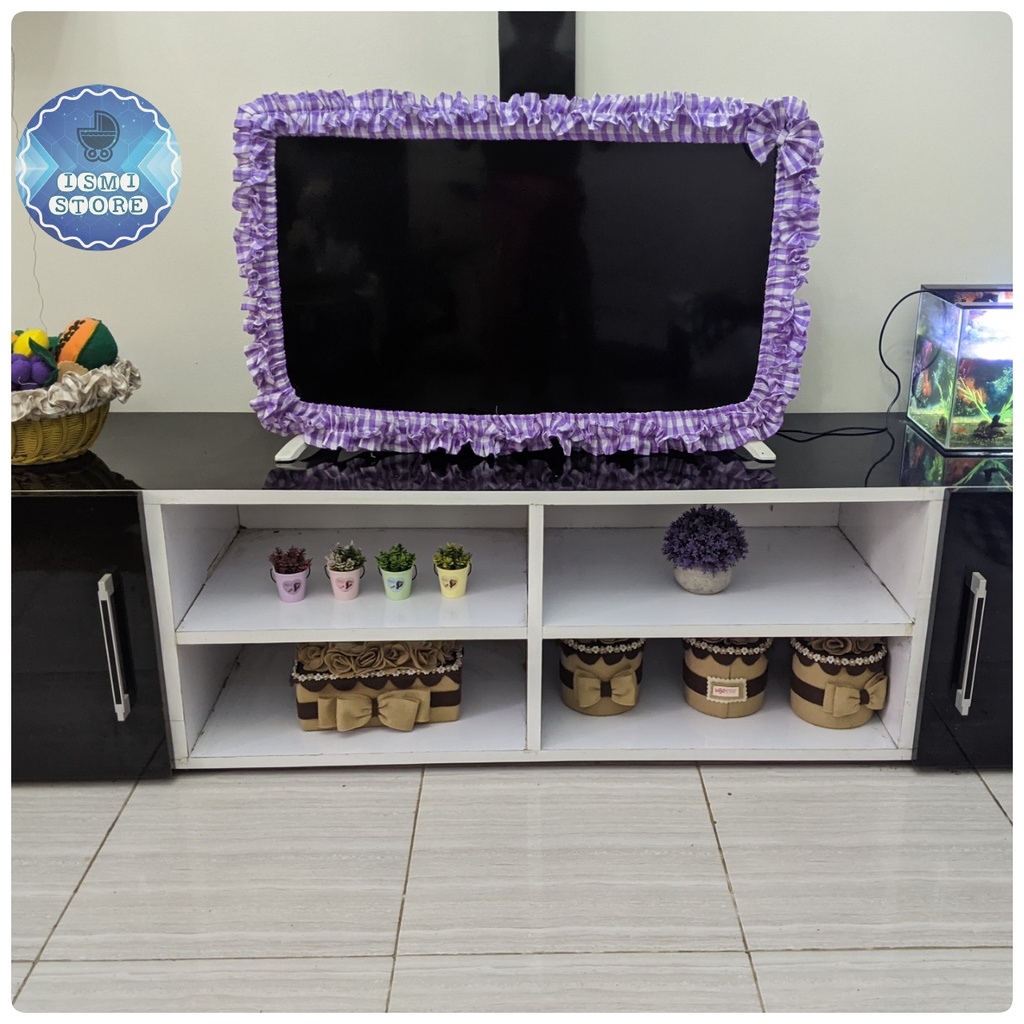 Jual RK BANDO Televisi / Cover TV RUFFLE Motif Kotak Gingham Estetik ...