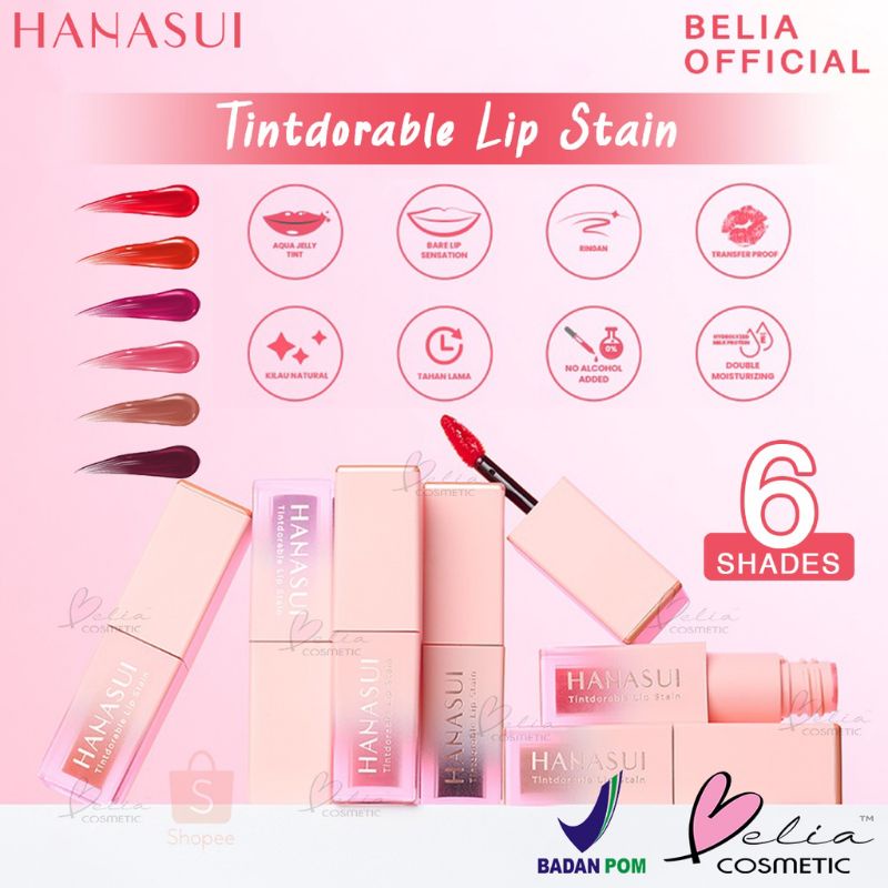 Jual BELIA HANASUI Tintdorable Lip Stain Lip Tint BPOM HALAL Shopee Indonesia