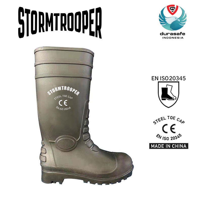 Jual Sepatu Safety Boot STORMTROOPER PVC Steel Toe Cap Warna Hitam EN