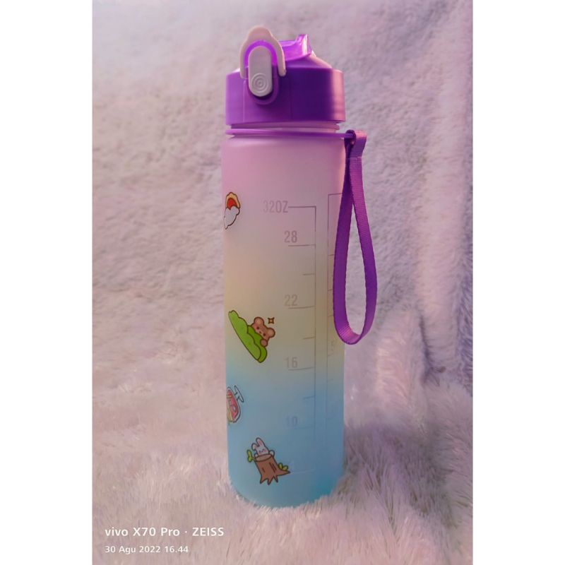 Jual Botol Air Minum Viral Original 1 Liter Gradasi Botol Motivasi Free Sticker 3d And 2d