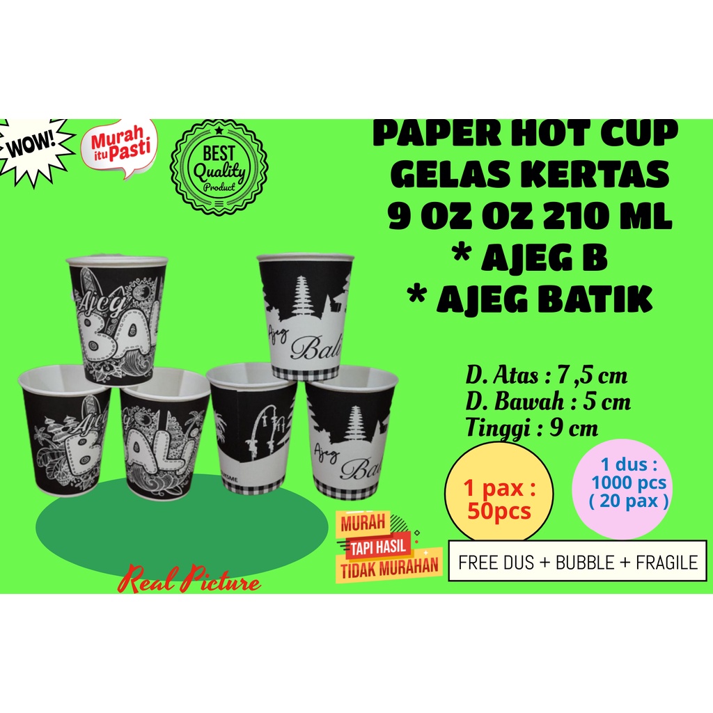 Jual Limited Edition Paper Hot Cup 9 Oz 210 Ml Gelas Kertas Ajeg Bali