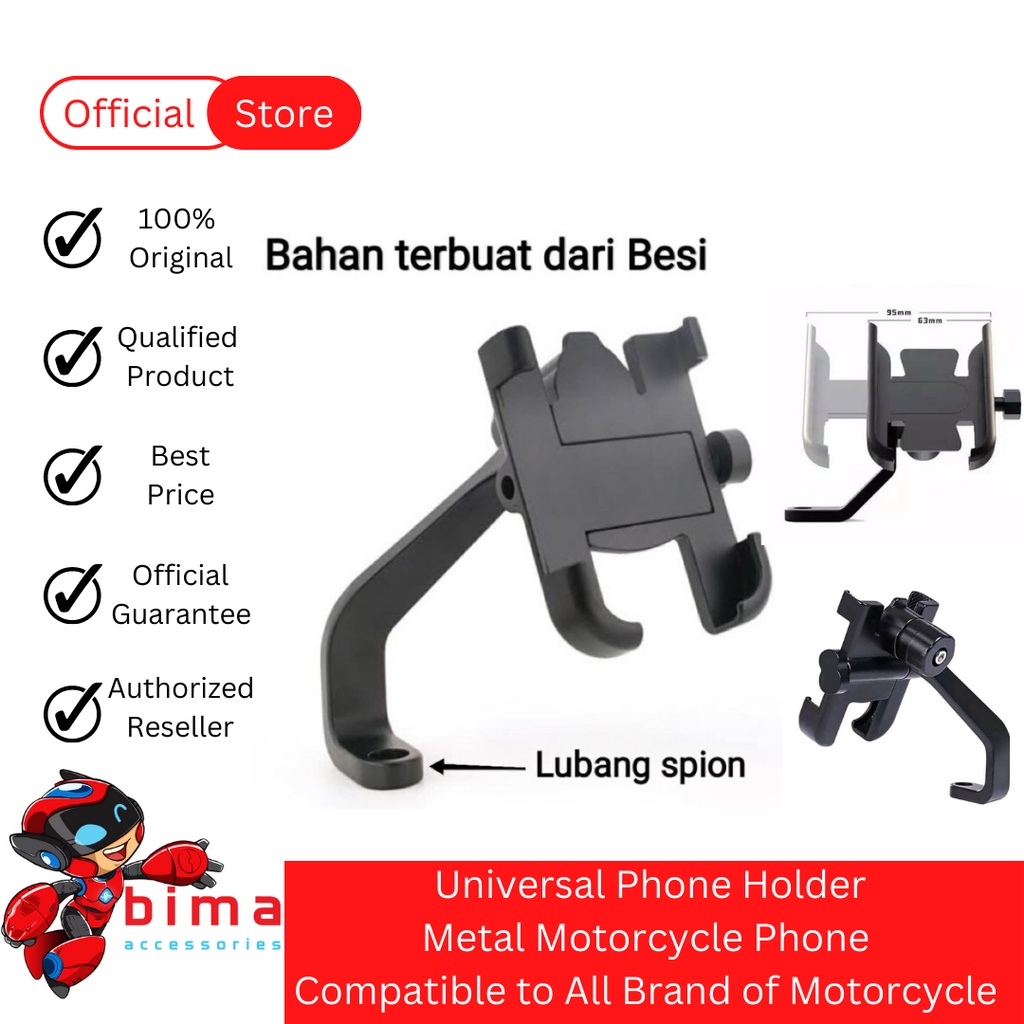 Jual Holder Hp Motor Spion Bahan Besi Full Metal Body C Motorcycle Holder Shopee Indonesia